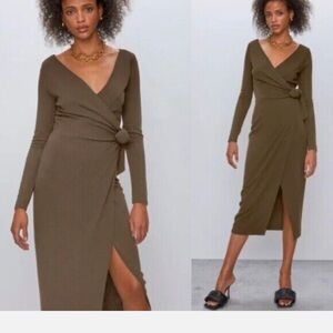 Aritzia Olive Green Gaudi Dress